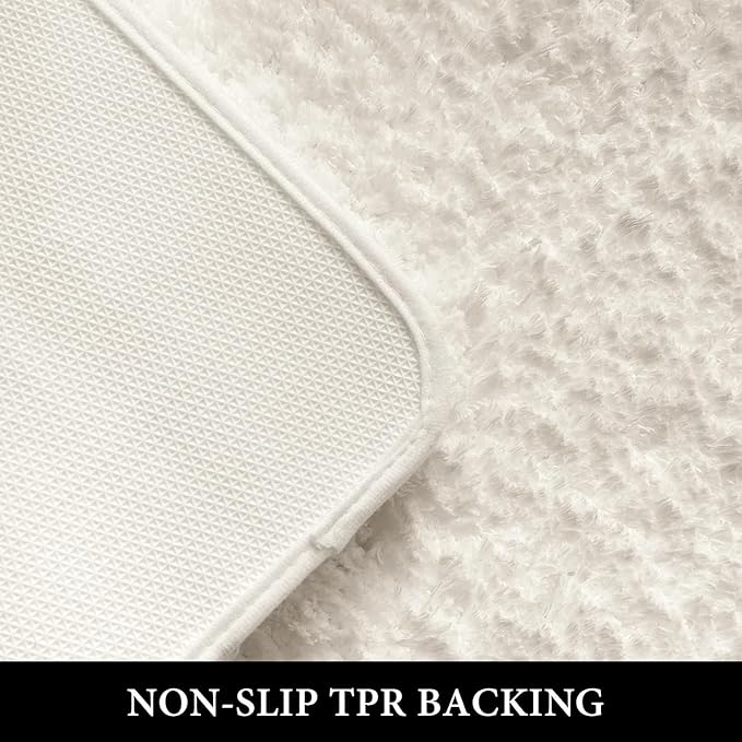 MIULEE Ivory Absorbent Bathroom Rugs, Soft Large Bath Mats Non-Slip and Quick-Drying for Bathroom Floor Bathtub Showers, Machine Washable Carpet (24 x 36 Inches)