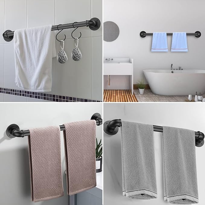 3FT Industrial Stair Railing Wall Mount Staircase Handrail φ1.3 Pipe Hand Rail for Steps Grab Bar Foot Rail Vintage Pipe Railing Black Deck Handrail for Outdoor Indoor Stair Porch