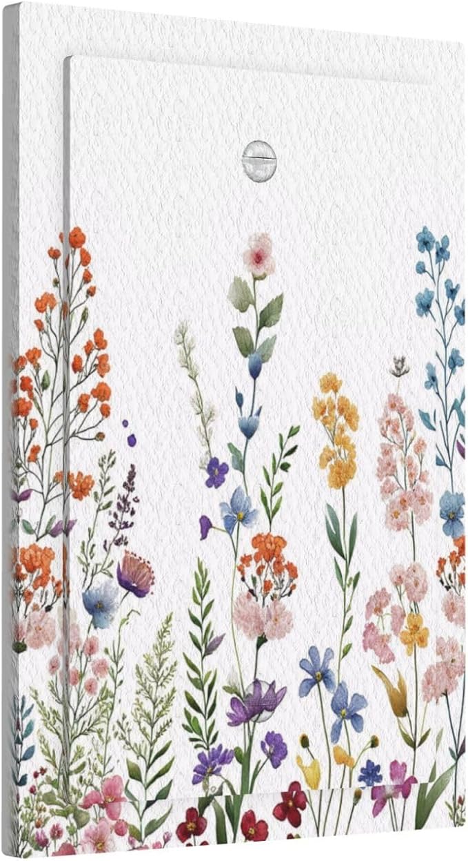 Rustic Wild Floral Vintage Colorful Flowers 1 Gang Blank Light Switch Covers Plate Decorative No Device Wall Plate Coves Electrical Switchplate Dimmer Faceplate for Bathroom Decor
