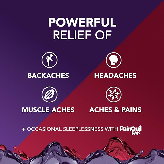 Vicks PainQuil & PainQuil PM Pain Relief Liquid, 1000mg Acetaminophen, 2x12 oz