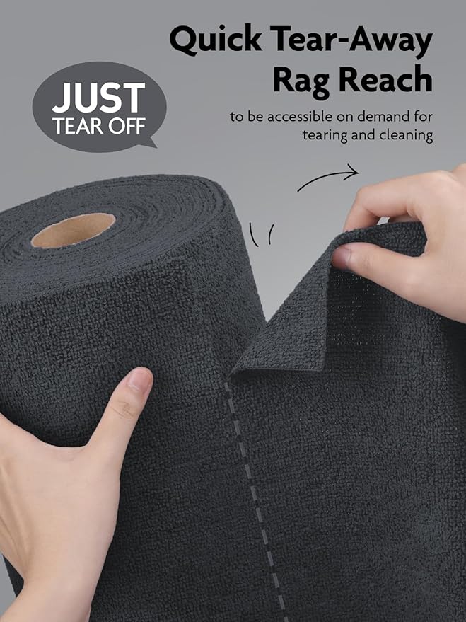 Fantasticlean Microfiber Cleaning Cloth Roll -675 Pack, Tear Away Microfiber Towels, 12" x 12", Reusable, Washable, Ultra Absorbent for All-Around Cleaning Supplies (9 Rolls of DimGray)