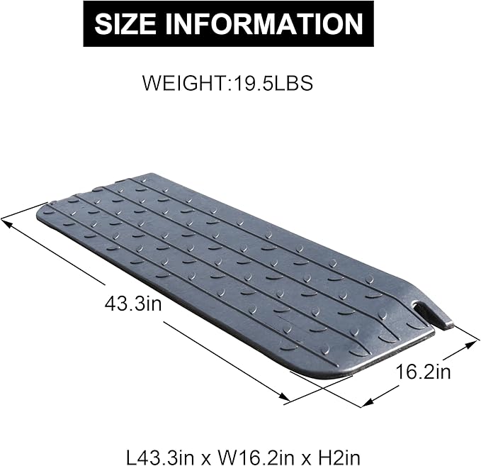 OrangeStar Rubber Threshold Ramp for Doorways, 2" Rise Non-Slip Wheelchair Ramp, 33000lbs Load Capacity, Rubber Curb Ramp for Wheelchair, Scooter, Black