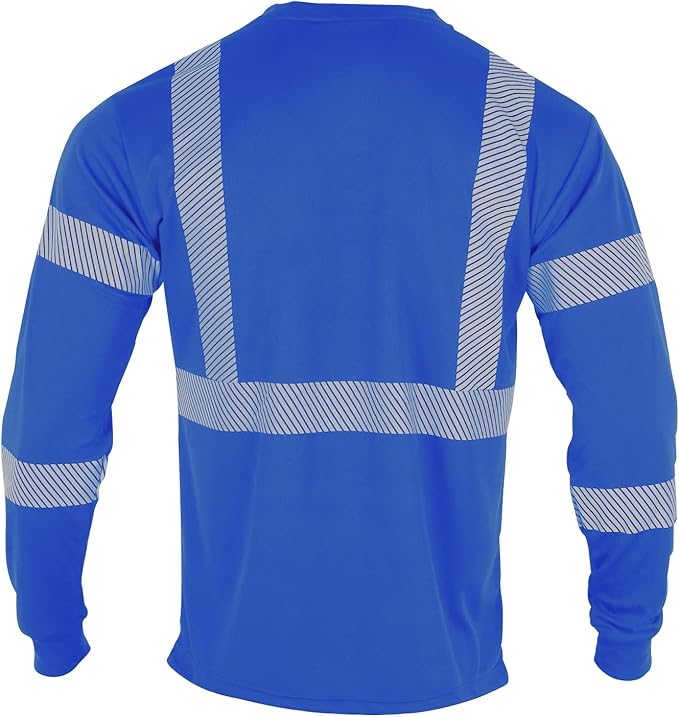 VENDACE Safety Reflective High Visibility Long Sleeve Shirts ANSI Class 3 Hi Vis Construction Work T Shirts for Men