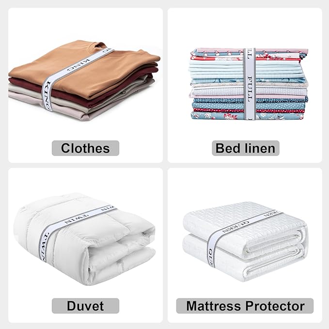 Bed Sheet Organizer Bands with Hook and Loop Adjustable Sheet Organizers and Storage Label Bands for Linen Closet-Elastic Bedding Sheet Keeper Straps for Bedsheet Sets (Full 4PCs)
