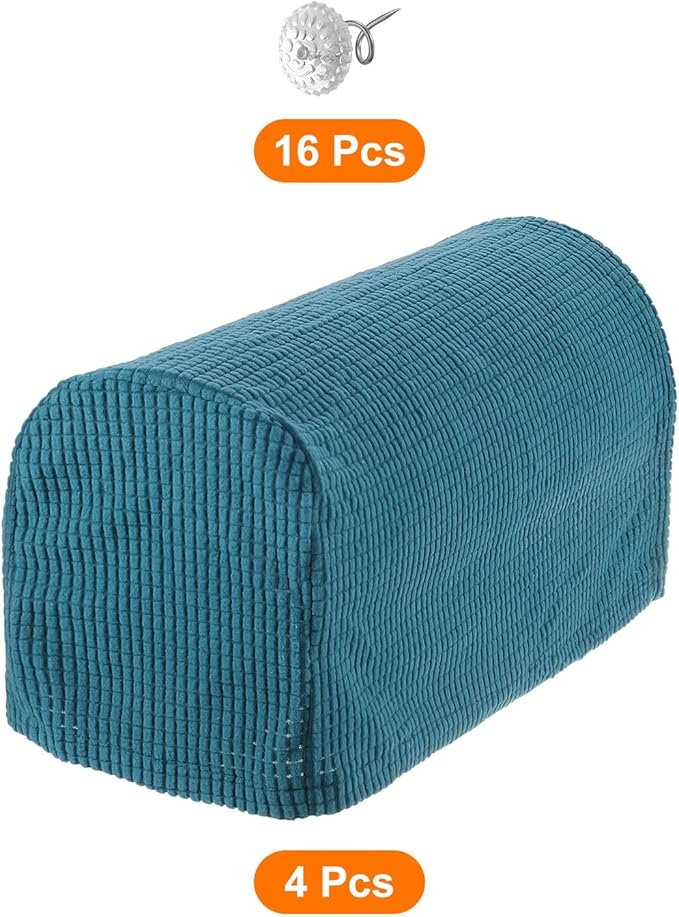 uxcell Stretch Armrest Covers Armchair Anti-Slip for Chairs Sofas Couch Arm Covers Recliner Sofa Peacock Blue 4 Pcs