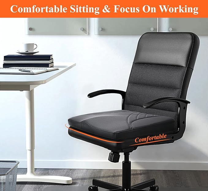 kingphenix Premium Car Seat Cushion, Memory Foam Driver Seat Cushion to Improve Driving View- Coccyx & Lower Back Pain Relief - Seat Cushion for Car, Truck, Office Chair (Leather Black)