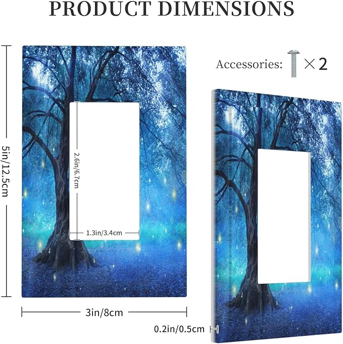Outlet Covers Fantasy Fairy Tree In Mystic Forest 1 Gang Wall Plate Single Rocker Light Switch Cover Decorative GFCI Receptacle Cover Electrical Switchplate for Bathroom Bedroom Decor