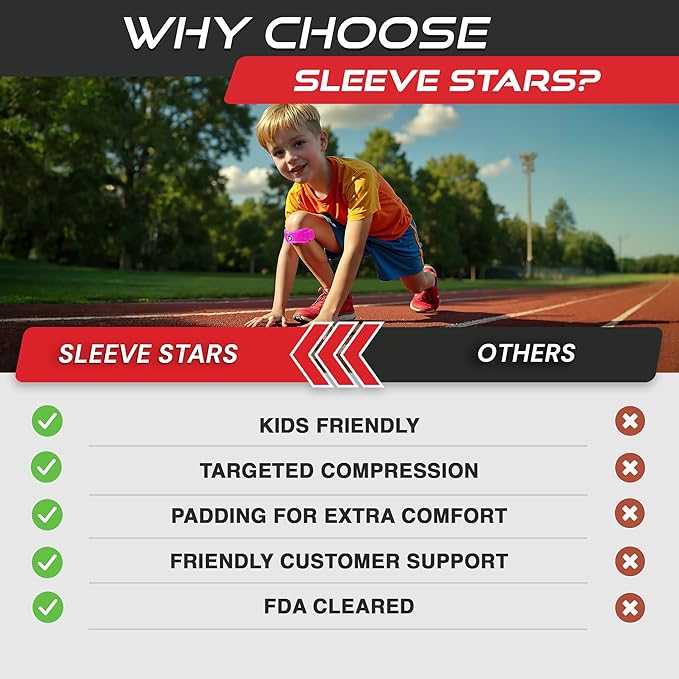 Sleeve Stars Swedish Brand Patellar Tendon Support Strap for Women & Men Effective Osgood Schlatter Knee Brace Youth & Kids Knee Brace with 3 Adjustable Length fits 7"-15" (Single/Hot Pink/Kids)