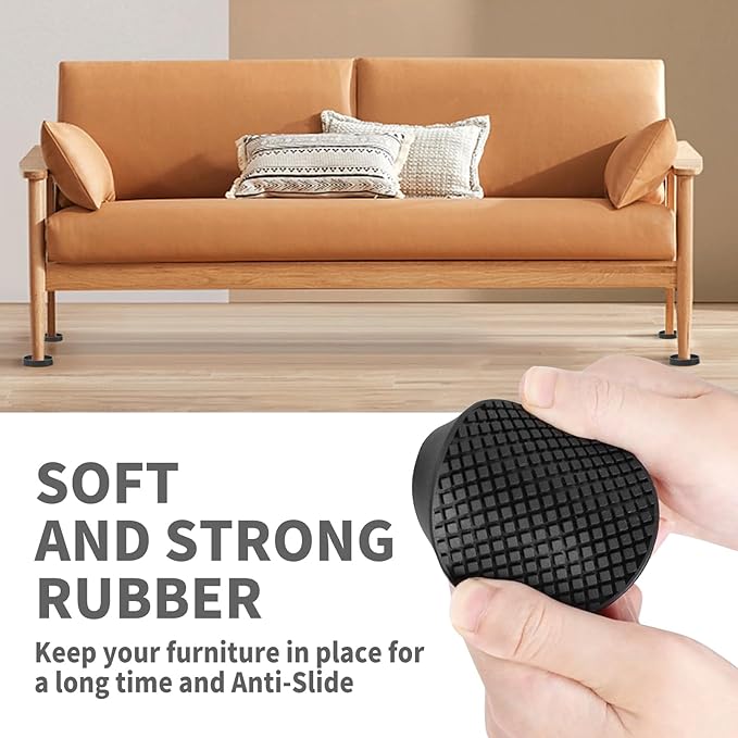 Ezprotekt Non Slip Furniture Pads, 16 Pcs 2.5" Anti Slip Rubber Caster Cups, Anti Skid Furniture Coasters for Hardwood Floors, No Slide Furniture Gripper, Furniture Stoppers to Prevent Sliding(Black)