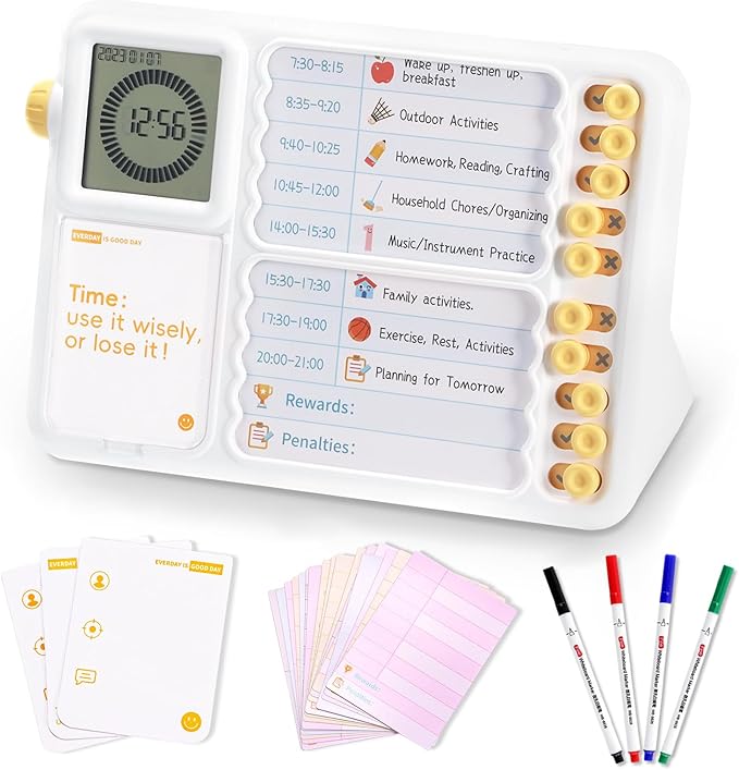 Visual Timer for Kids with Planning Board ADHD Tools Schedule for Kids with Autism Desk Timer Management Silence Tools for Classroom Home