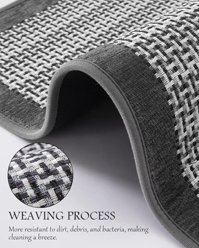 PADOOR Kitchen Mats for Floor, Kitchen Rugs Non Slip Washable, Rubber Backed Kitchen Runner Super Absorbent Kitchen Floor Mat Sink Rug, 17”x24” Grey