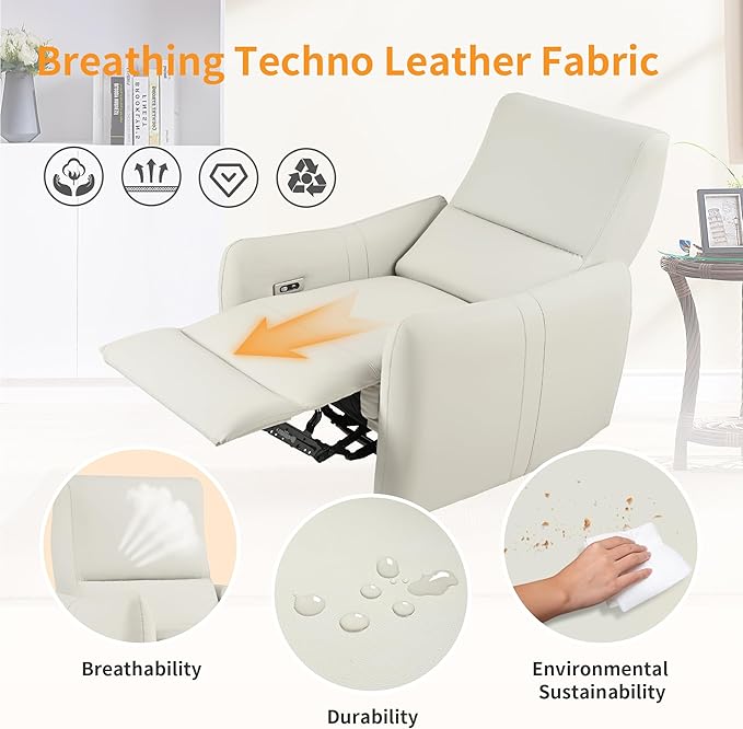 Wall Hugger Power Recliner Chair, Zero Wall Electric Recliner Chairs with USB Port, Space Saving Large Recliner for Living Room, RV, Home Theater