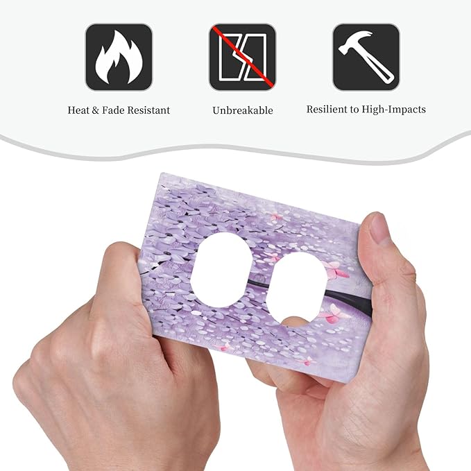 Outlet Covers 3D Purple Tree 1 Gang Duplex Light Switch Cover Plate Decorative Wall Plates Electrical Switchplate Receptacle Cover for Bathroom Bedroom Decor