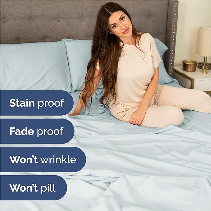 Full 6 Piece Sheet Set - Cooling & Breathable Bed Sheets - Hotel Luxury Bed Sheets for Women, Men, Kids & Teens - Comfy Bedding w/Deep Pockets & Easy Fit - Soft & Wrinkle Free - Full Ice Blue Sheets