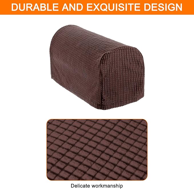 uxcell Stretch Armrest Covers Armchair Anti-Slip for Chairs Sofas Couch Arm Covers Recliner Sofa Dark Brown 4 Pcs