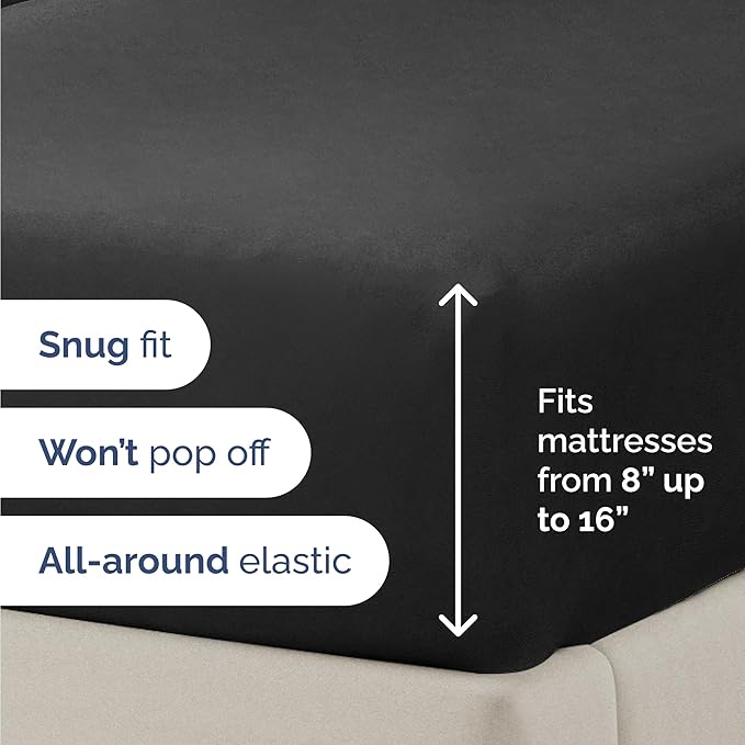 Twin 4 Piece Sheet Set - Cooling & Breathable Bed Sheets - Hotel Luxury Bed Sheets for Women, Men, Kids & Teens - Comfy Bedding with Deep Pockets & Easy Fit - Soft and Wrinkle Free - Twin Black Sheets
