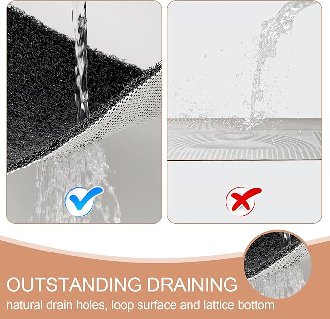 Joyhalo Shower Mat Bathtub Mat Non Slip, Bathmats Non Slip, Quick Drying Foot Scrubber Loofah Mats for Shower, Tub, Bathroom, Home, 24x24inch, Black