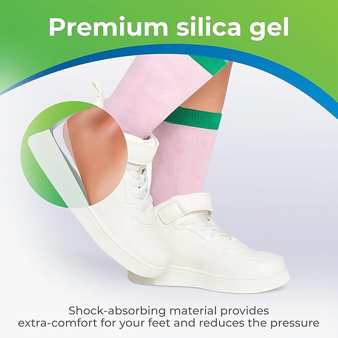 Gel Heel Pads, 2 Pack, for Achilles Tendonitis, Shoe Wedge Inserts for Plantar Fasciitis, Bone Spur, Foot Pain Relief Support, Comfort Cushion Insoles for Women/Men