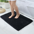 Bathroom Rugs 32x20, Ultra Thick Shaggy Soft Microfiber Absorbent Bath Rug, High Density Foam Latex Non Slip Backing, Machine Washable Bath Mats for Bathroom Floor & Sink, Black