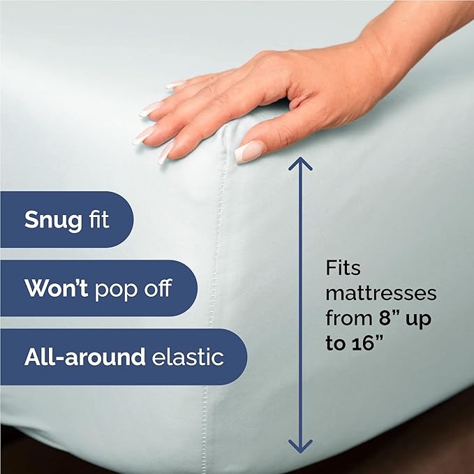 Full 6 Piece Sheet Set - Cooling & Breathable Bed Sheets - Hotel Luxury Bed Sheets for Women, Men, Kids & Teens - Comfy Bedding w/Deep Pockets & Easy Fit - Soft & Wrinkle Free - Full Ice Blue Sheets