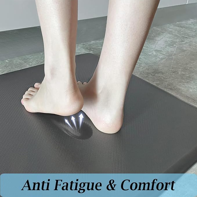 Artnice Kitchen Floor Mats Cushioned Anti Fatigue Mat, Waterproof Standing Desk Mat, 0.75" Heavy Duty Non-Slip Kitchen Rugs for Sink, Work Station, Office(17.3" x 28",Grey)