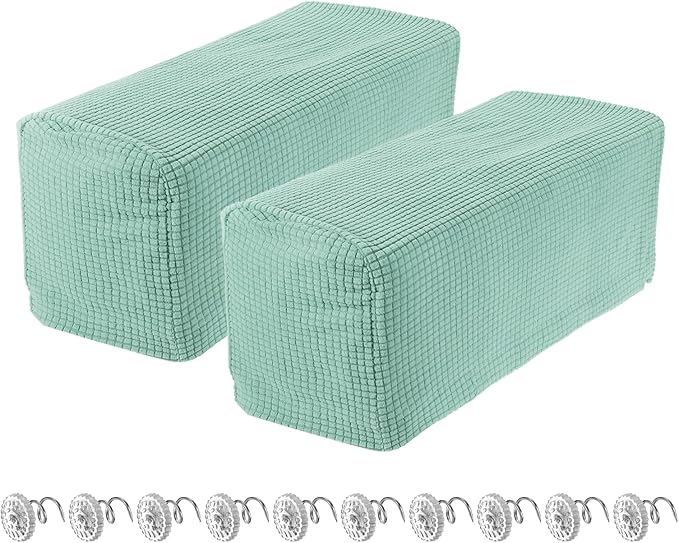 uxcell 2pcs Stretch Armrest Covers for Chairs/Sofas, Couch Arm Covers with Twist Pin, Furniture Protector Slipcovers Mint Green