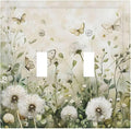 Dandelions Butterflies Watercolor Wildflowers Floral Decorative Switch Plates 2 Gang Double Toggle Outlet Light Switch Cover Wall Plate Electrical Faceplate for Bedroom Living Room Decor