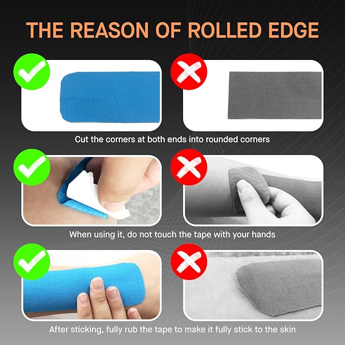 OK TAPE Kinesiology Tape, Regular Original Cotton Elastic Athletic Tape for Support and Recovery, Sports Tape, 2in×16.4ft Uncut Roll - Black