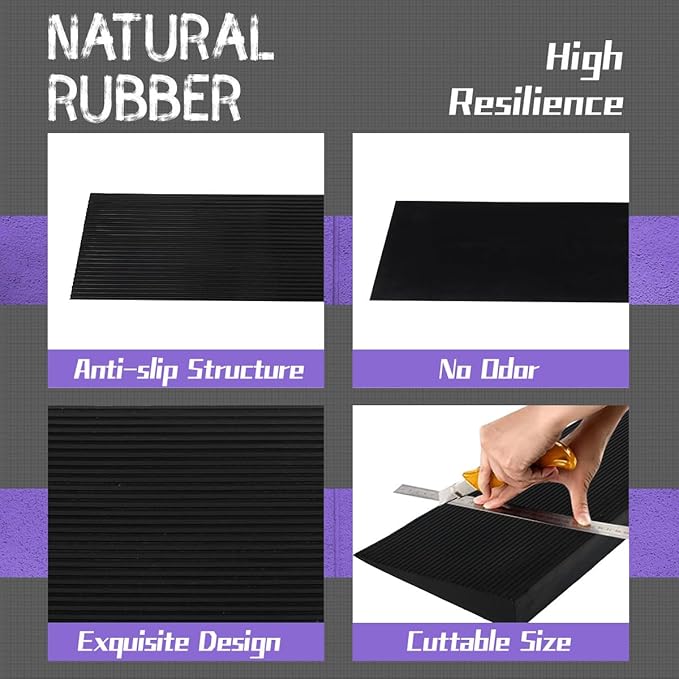0.8" Rise Threshold Ramp for Doorways, 2204 LBS Capacity Rubber Threshold Ramp, Non-Slip Driveway Curb Ramps Handicap Ramp for Wheelchair Scooter Stroller, Cuttable and Adjustable Size