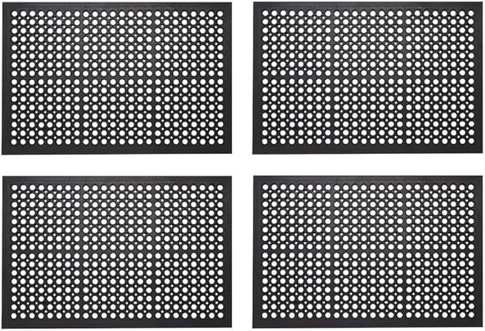 Envelor 4-Pack Anti Fatigue Rubber Mat Non-Slip Restaurant for Floors Bar Drainage Mat Doormat Door Mat Utility Garage Home Anti Slip Entry Mat 24 x 36 Inches