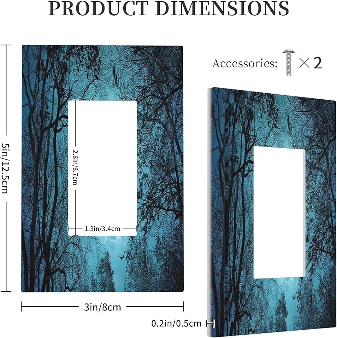Outlet Covers Teal Full Moon Forest 1 Gang Wall Plate Single Rocker Light Switch Cover Turquoise Decorative GFCI Receptacle Cover Electrical Switchplate for Bathroom Bedroom Decor