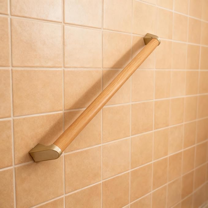 4 FT Modern Aluminum Handrail Set - ADA Compliant Indoor & Outdoor Stair Railing. 1.4" Diameter Grab Bar. Wall-Mounted with 90°Wall Return End. Ideal for Safe Grip，Rust Free(Cherry Wood Grain, 4 FT)
