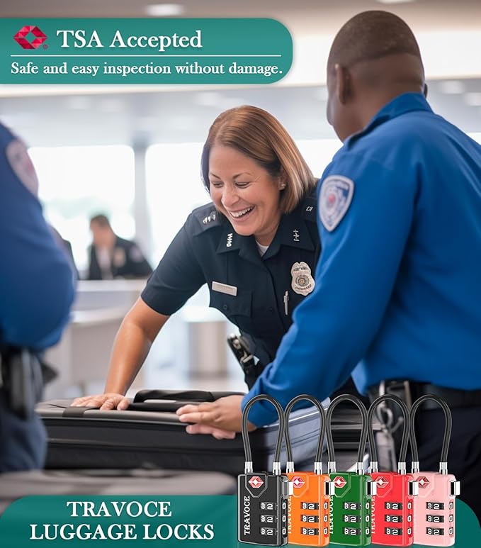TSA Approved Luggage Locks, Travel Locks Which Also Work Great as Gym Locks, Toolbox Lock, Backpack and More, Black 4 Pack