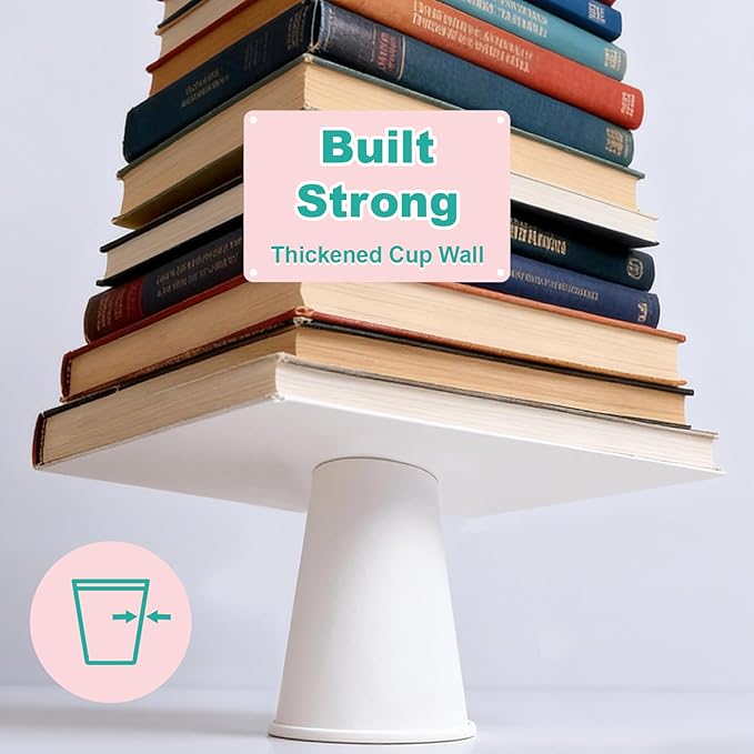 16 oz 100 Pack Disposable Coffee Cups, Bulk White Disposable Paper Cups, Coffee Cups for Hot Tea, Chocolate and Cold Drinks