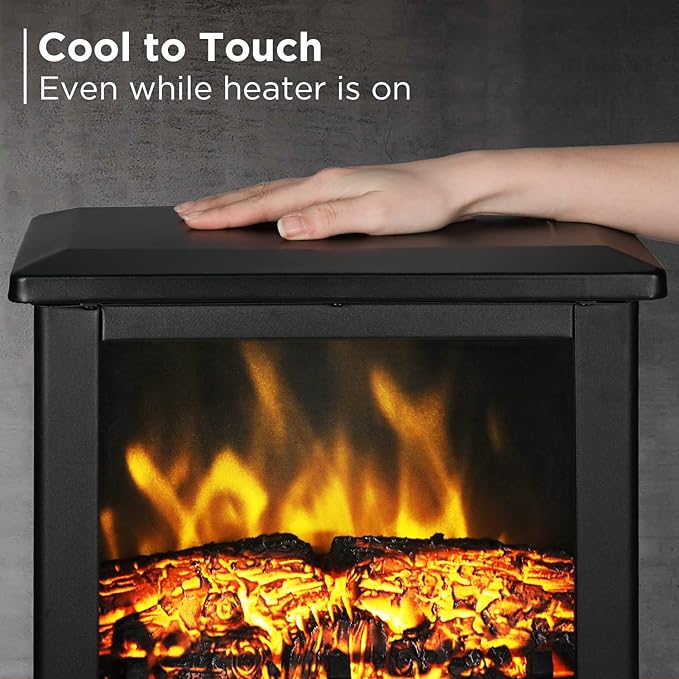 TURBRO Suburbs TS17 Compact Electric Fireplace Stove, 18” Freestanding Stove Heater with Realistic Flame - CSA Certified - Overheating Safety Protection - for Small Spaces - 1400W
