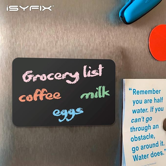iSYFIX Magnetic Chalkboard Notes - 5.5 x 3.5 inch, 6 Pack, Rectangle - Decorative Magnet Blackboard for Fridge, Kitchen Organizer, Decor, Office, Grocery Lists, Metallic Boxes, Storage and More
