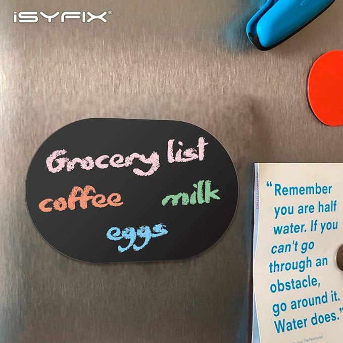 iSYFIX Magnetic Chalkboard Notes - 5.5 x 3.5 inch, 6 Pack, Ellipse - Decorative Magnet Blackboard for Fridge, Kitchen Organizer, Decor, Office, Grocery Lists, Metallic Boxes, Storage and More