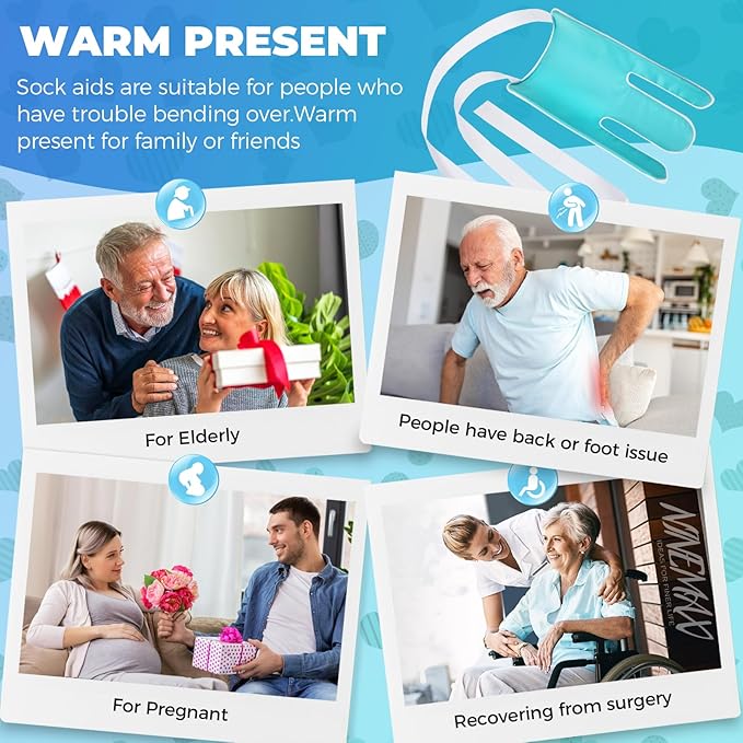 NINEMAX Sock Aids for Putting On Socks,Sock Helper Assistant Device No Bending for Easy On, Puller for Seniors Elderly Disabled Diabetics