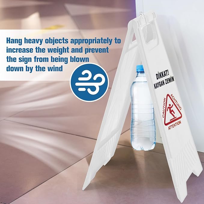 6 Pack 24 Inch Blank Floor Sign White A-frame Foldable Caution Sign Write-On Double Sided Safety Warning for Pool Restaurant Restroom Office