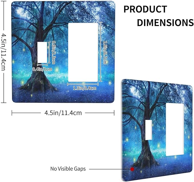 Light Switch Cover Fantasy Fairy Tree In Mystic Forest 2 Gang Toggle Rocker Combo Wall Plates Decorative Switch Plates and Outlet Covers Receptacle Cover for Bathroom Bedroom Decor