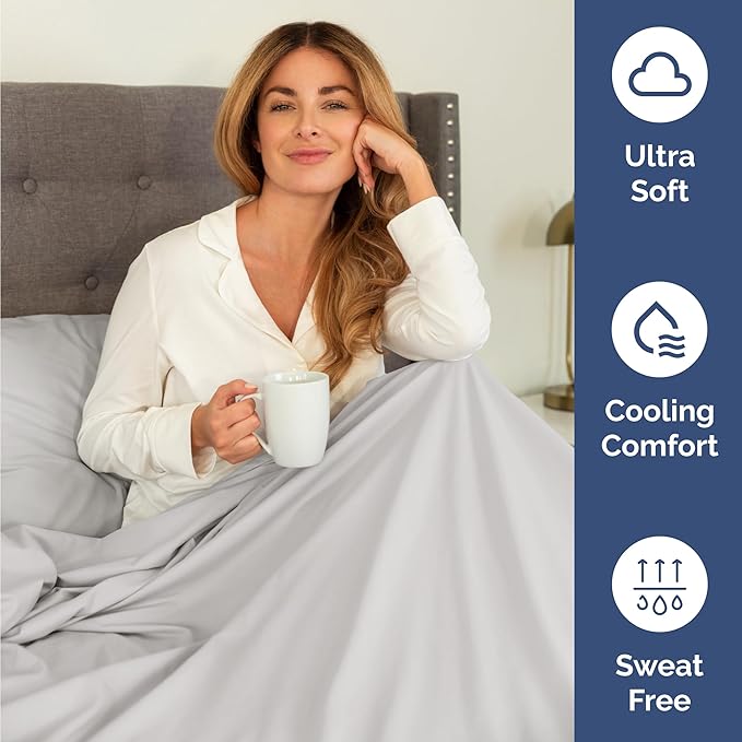 Twin 4 Piece Sheet Set - Cooling & Breathable Bed Sheets - Hotel Luxury Bed Sheets for Women, Men, Kids & Teens - Bedding with Deep Pockets & Easy Fit - Soft and Wrinkle Free - Twin French Grey Sheets
