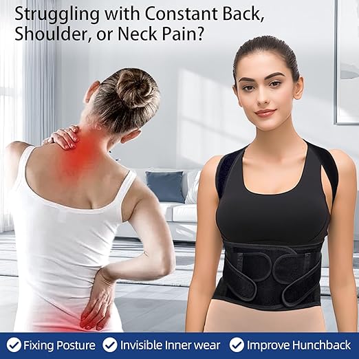 Upgraded Posture Corrector for Women & Men, Back Brace for Upper/Lower Back Pain, Herniated Disc, Sciatica，Adjustable Support & Bionic Panel 2XL (42"-46")