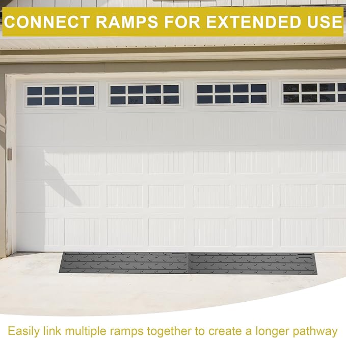 OrangeStar Heavy Duty Rubber Threshold Ramp, 1" Rise Wheelchair & Scooter Ramp with Cord Channel, Non-Slip Angled Entry for Doorways, Steps & Garages, 2200 LBS Capacity, 2-Pack (Black, 36" Length)