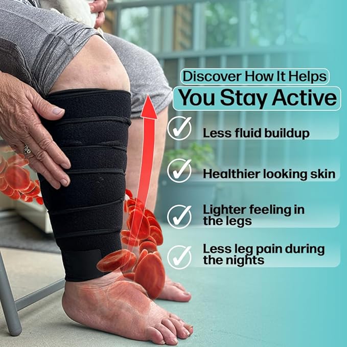 Beltwell® Adjustable Calf Compression Wrap for Swelling, Edema, Lipedema – Easy Leg Compression Sleeve for Circulation, Heaviness, Pain Relief – Ideal Lymphedema Leg Wrap