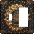Cool Colorful Mandal Flowers Boho Floral Outlet Covers 1 Toggle 1 Rocker Combination Decorative Wall Plate Electrical Switch Plates Light Switch Cover Plate for Bed Room Living Room Decor
