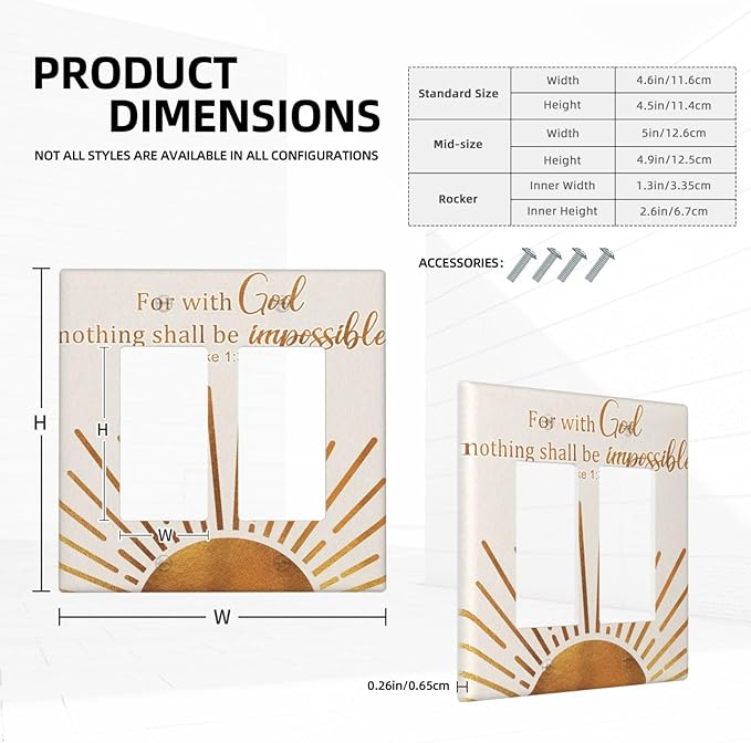 Mid Century Boho Sun Inspirational Quote Outlet Covers Double Rocker Light Switch Covers Decorative Abstract Gold Sunrise 2 Gang Gfci Wall Plate Electrical Receptacle Switchplate Bathroom Decor