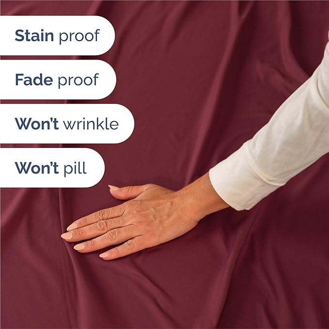 Split King 7 Piece Sheet Set - Cooling and Breathable Bed Sheets - Hotel Luxury Bed Sheets for Women, Men, Kids & Teens - Deep Pockets - Easy Fit - Soft and Wrinkle Free - Split King Burgundy Sheets