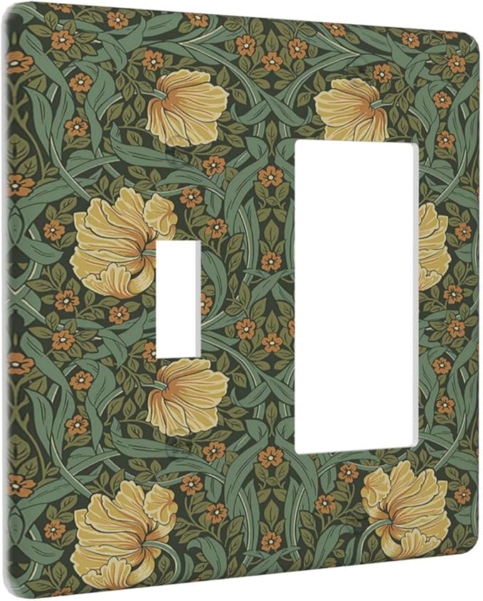 Outlet Covers William Morris Floral Vintage Flowers Pattern 1 Toggle 1 Rocker Combination Decorative Wall Plate Electrical Switch Plates Light Switch Cover Plate for Bedroom living Room Decor