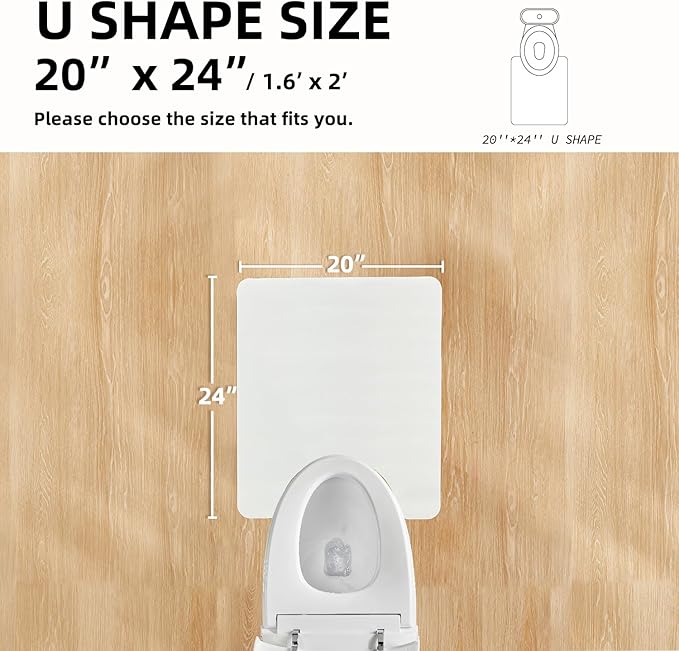 Toilet Rug, Thin Toilet Rugs U Shaped Washable Non Slip Absorbent Quick Dry Low Pile Toilet Mat, 20"x24" U Shape White