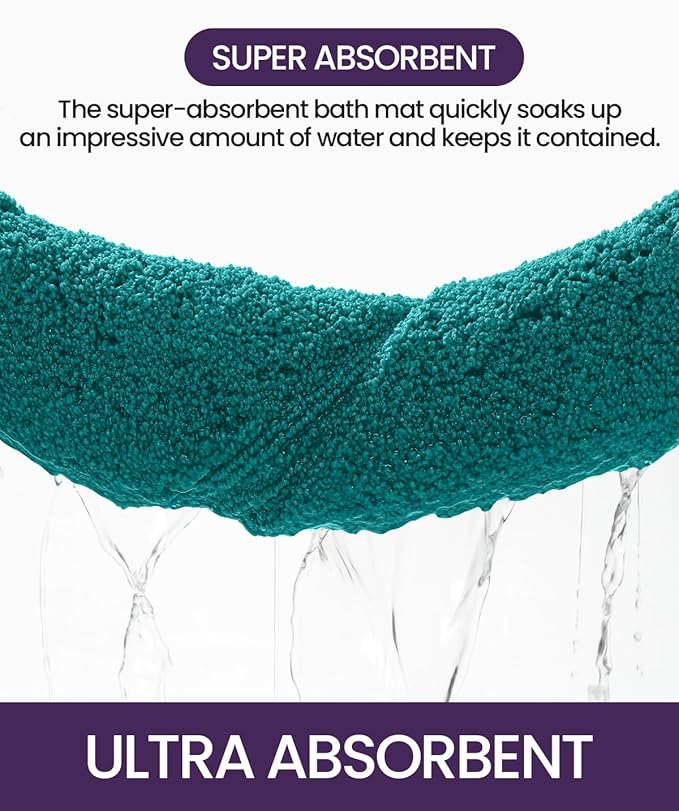 DEXI Bathroom Rugs 36x24, Washable Non Slip Bath Mat for Shower Floor, Absorbent Quick Dry Bathmat with Rubber Backing, Ultra Soft Plush Carpet for Tub, Teal